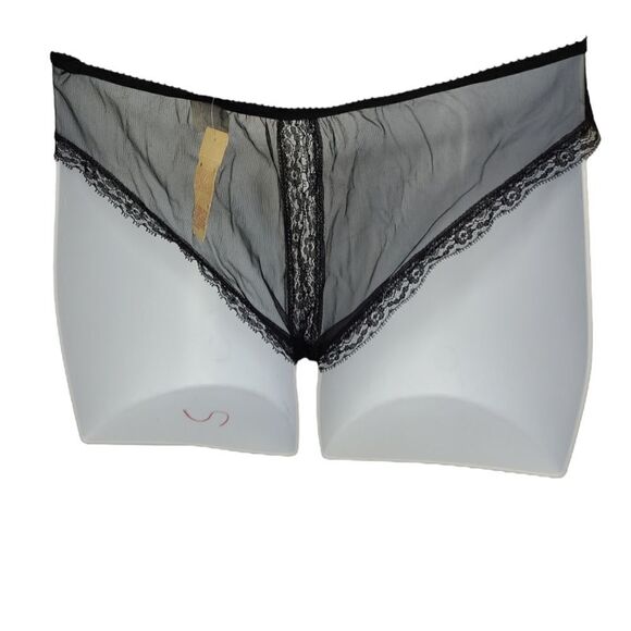 NEW Vintage 70s Fredrick's of Hollywood sheer black crotchless panties underwear - Picture 3 of 9